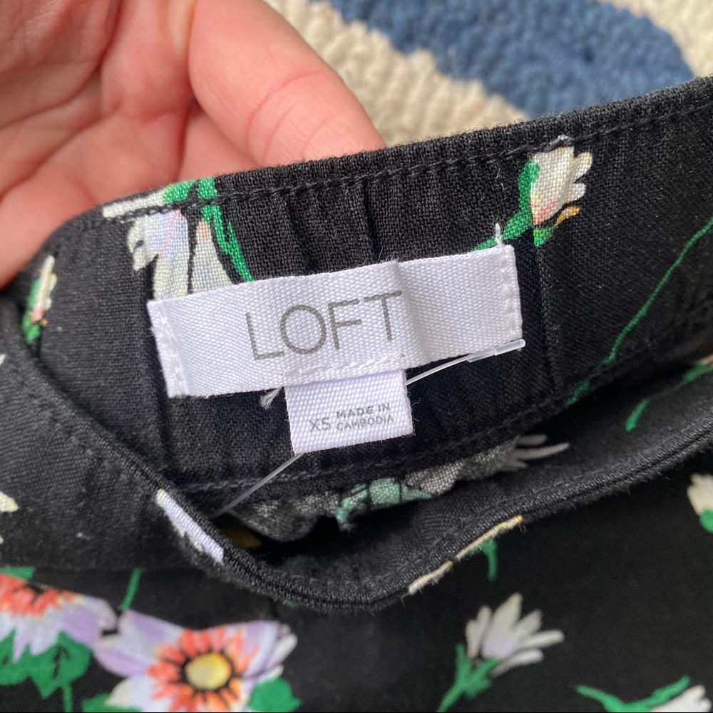 πΌ LOFT BLACK FLORAL LINEN BLEND WIDE LEG PANTS! - Picture 7 of 12